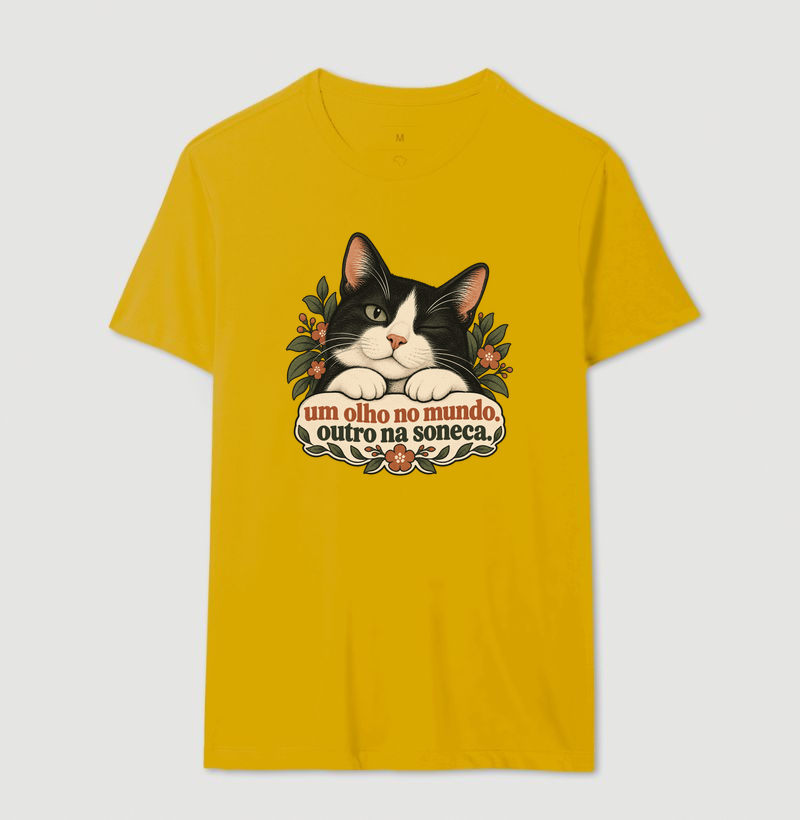 Camiseta Gato Minimalista "um olho no mundo" | Pelo & Pano - Imagem 14