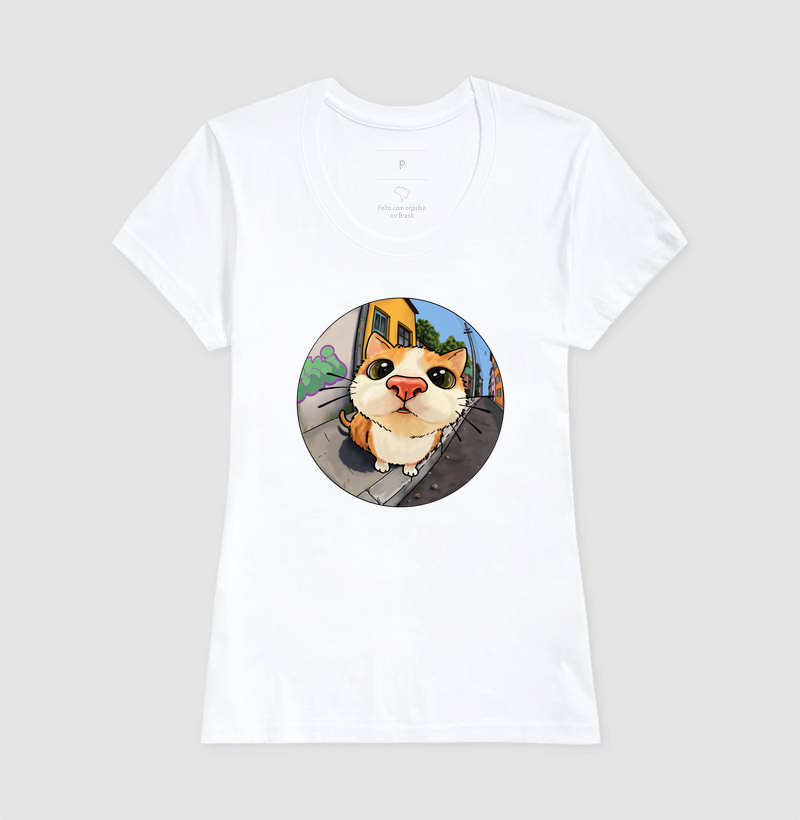 Camiseta Kaki Gatinho Regular Fit - Imagem 5