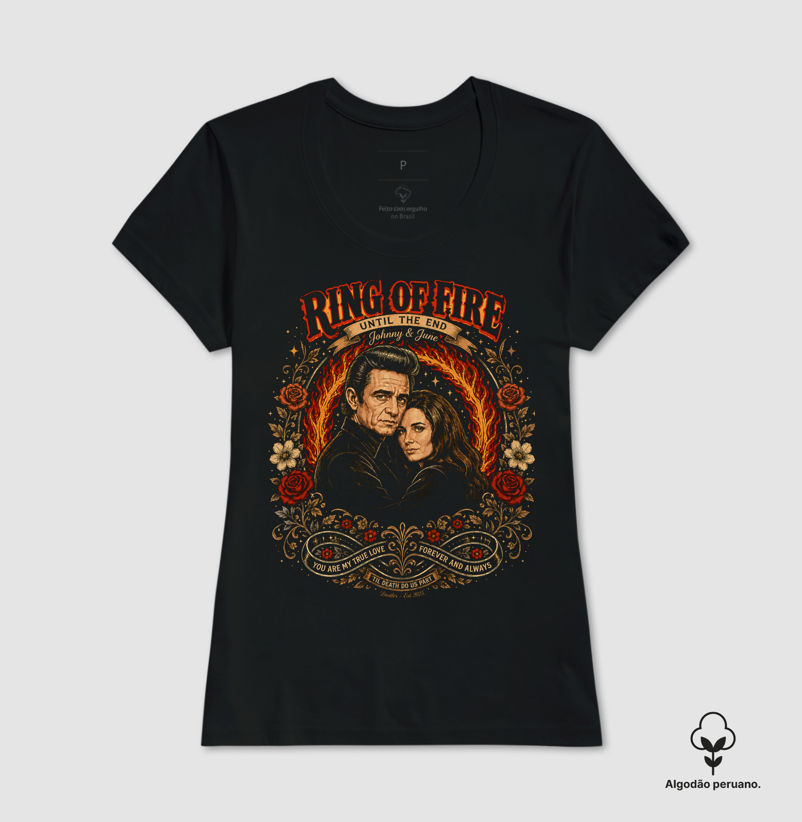 Baby Look  Feminina Ring of Fire Johnny & June Dustler South Co. - Imagem 2