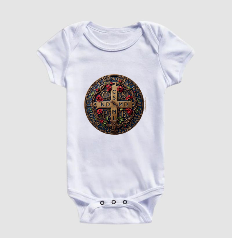Medalha de São Bento e Flores Coroa-de-Cristo | Arte Sacra Exclusiva - Imagem 3