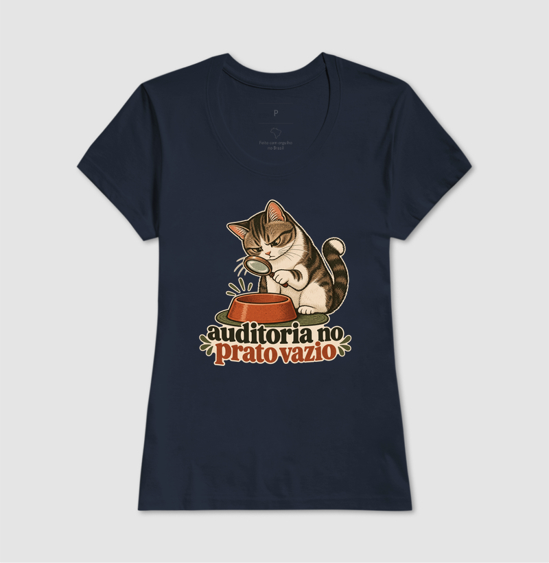 Camiseta Gato Comida "auditoria no prato vazio" | Pelo & Pano - Imagem 7
