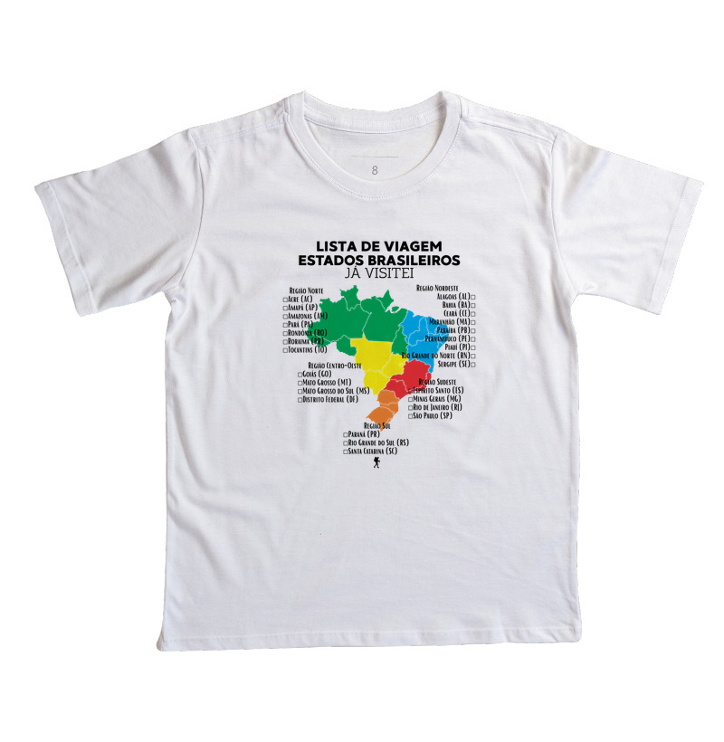 Camiseta Lista de Viagem Estados Brasileiros Ja Visitei | Mapa Brasil Auto Personalizavel | Colecao Personalizaveis - Imagem 6