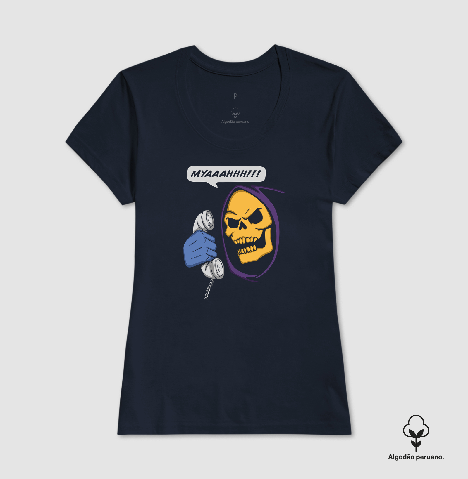 Camiseta Myah Phone Skeletor Algodão Peruano - Imagem 5