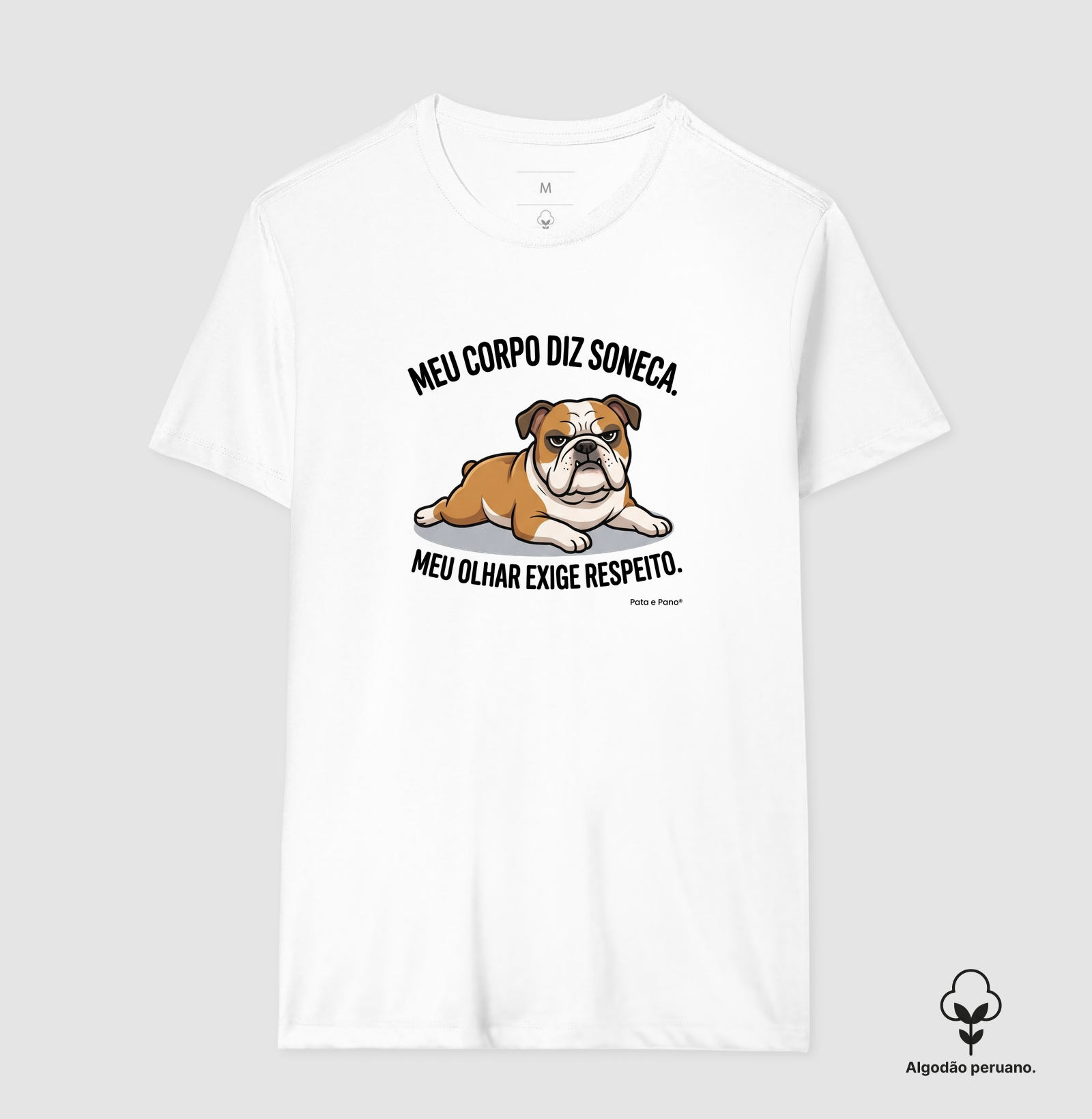 CAMISETA ALGODÃO PERUANO BULLDOGUE INGLÊS OLHAR - Imagem 4