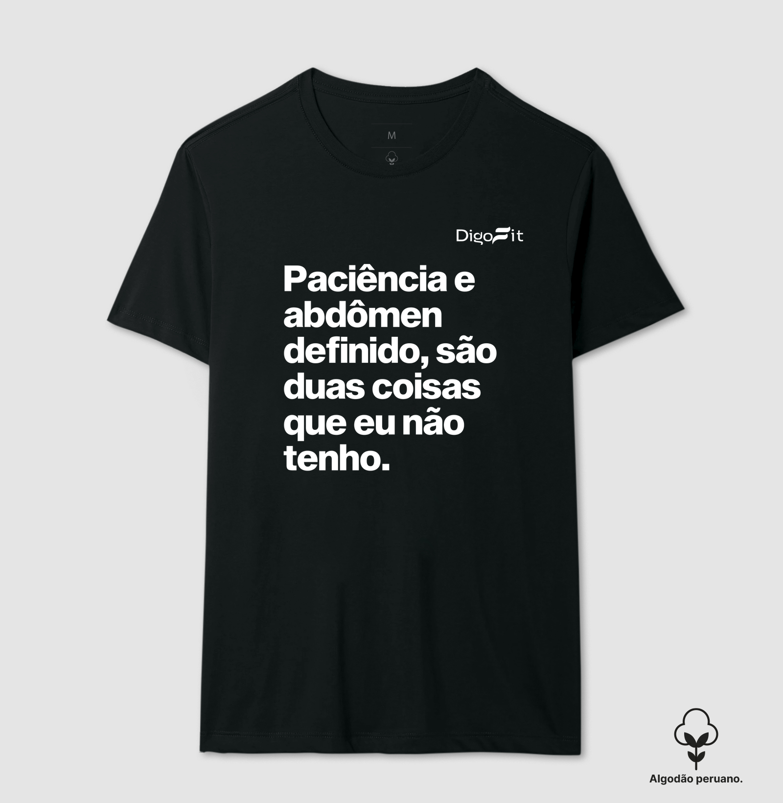 CAMISETA ALGODÃO PERUANO ACADEMIA PACIÊNCIA E ABDÔMEN DEFINIDO - Imagem 6