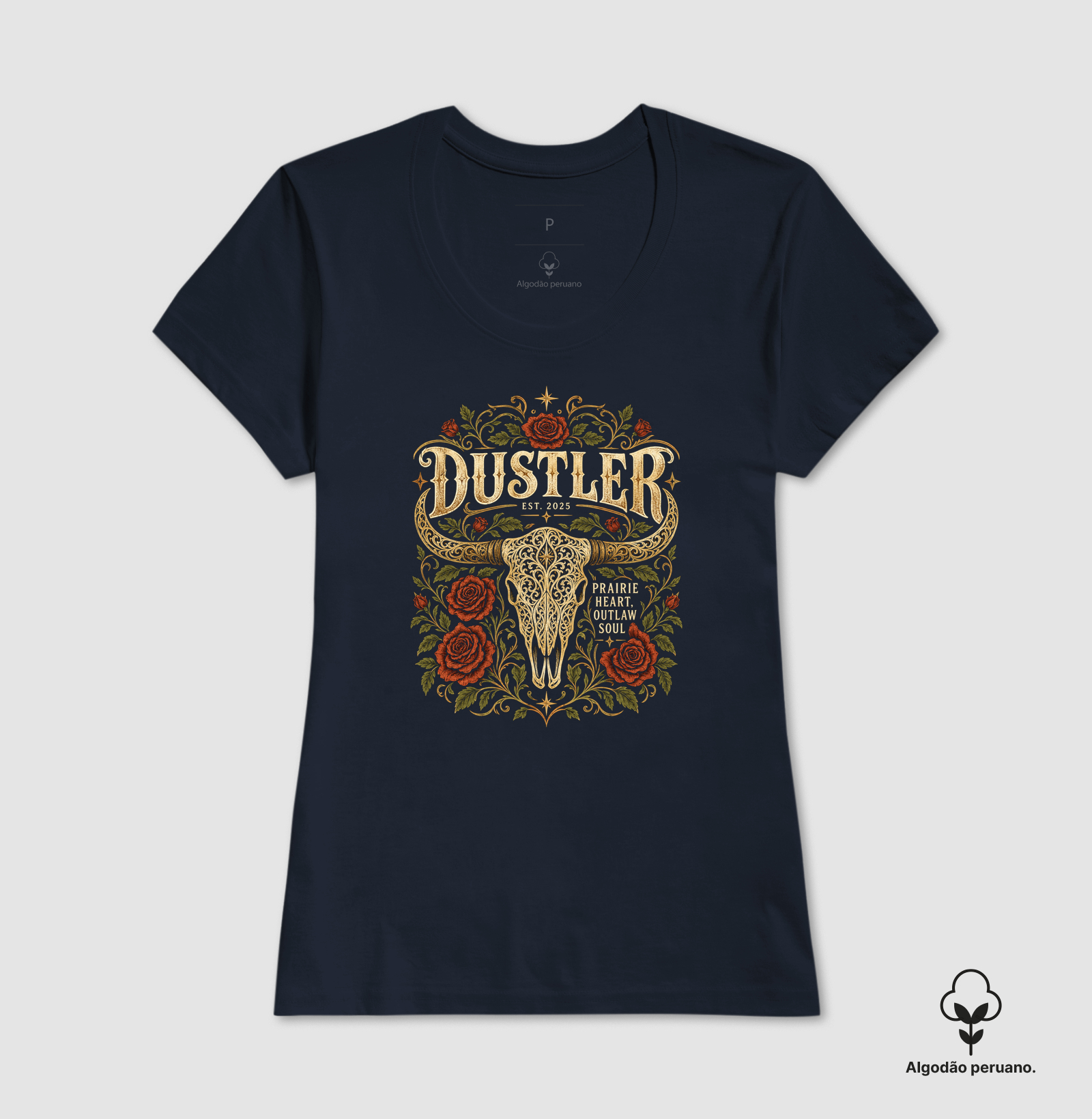 Baby Look Country Dustler Prairie Heart Outlaw Soul Algodão Peruano Premium - Imagem 3