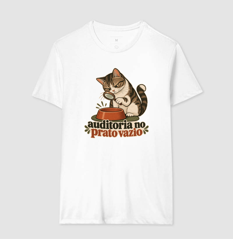 Camiseta Gato Comida "auditoria no prato vazio" | Pelo & Pano - Imagem 4
