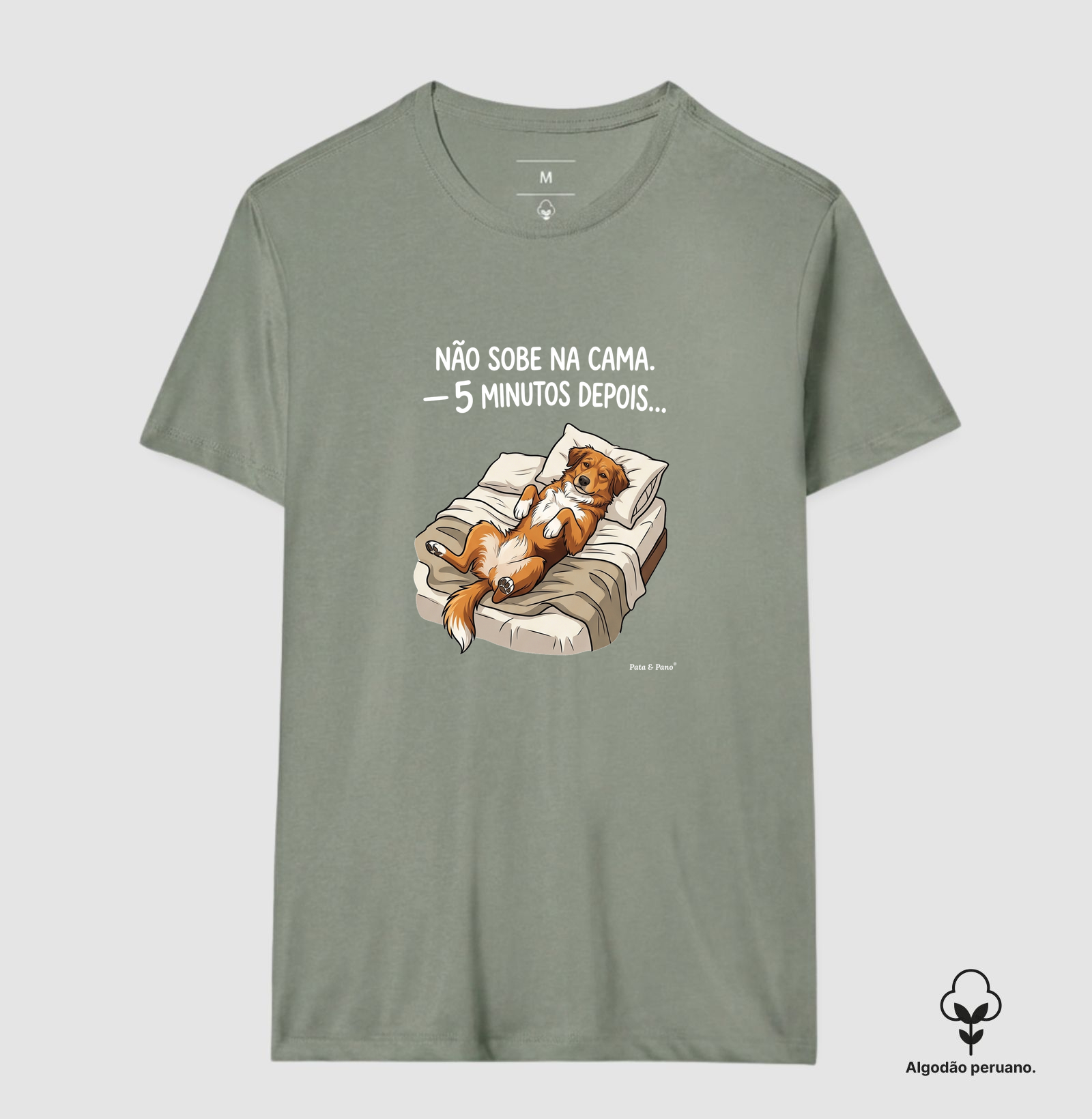 CAMISETA ALGODÃO PERUANO NOSSO MASCOTE SOBE NA CAMA - Imagem 5