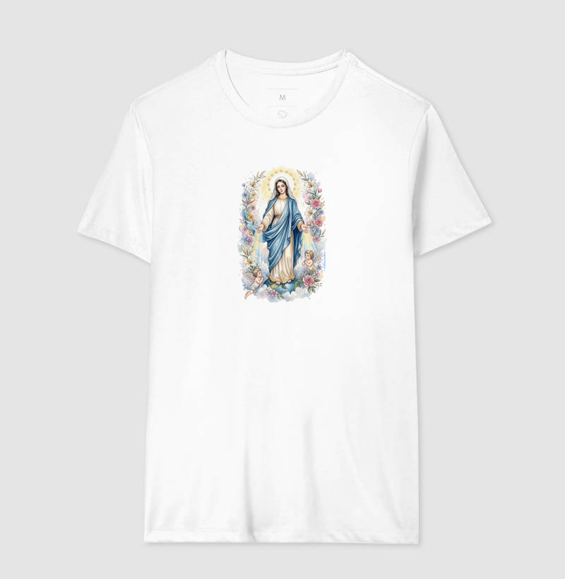 Camiseta Nossa Senhora das Graças - Raios de Luz e Anjos - Imagem 2