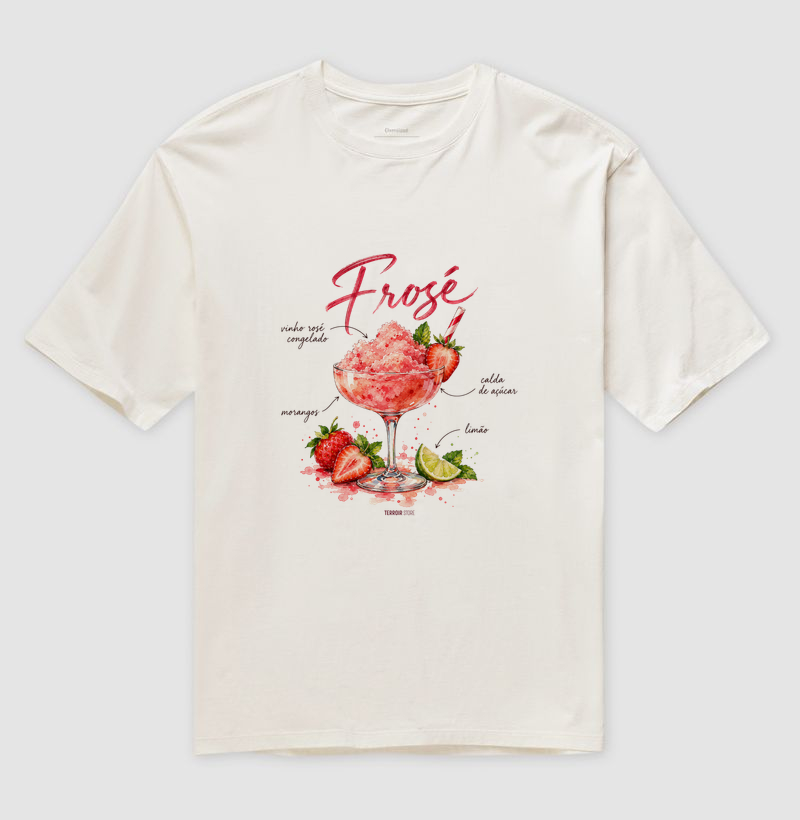 Camiseta Oversized Frosé – Drink com Vinho Rosé e Morango - Imagem 4