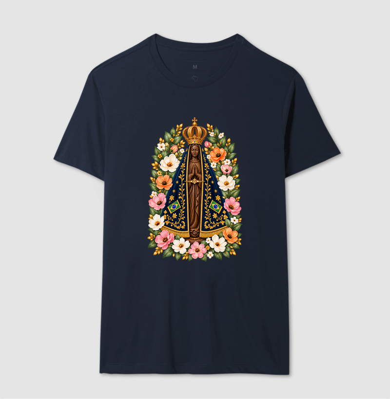 Camiseta Nossa Senhora Aparecida com Flores - Imagem 6
