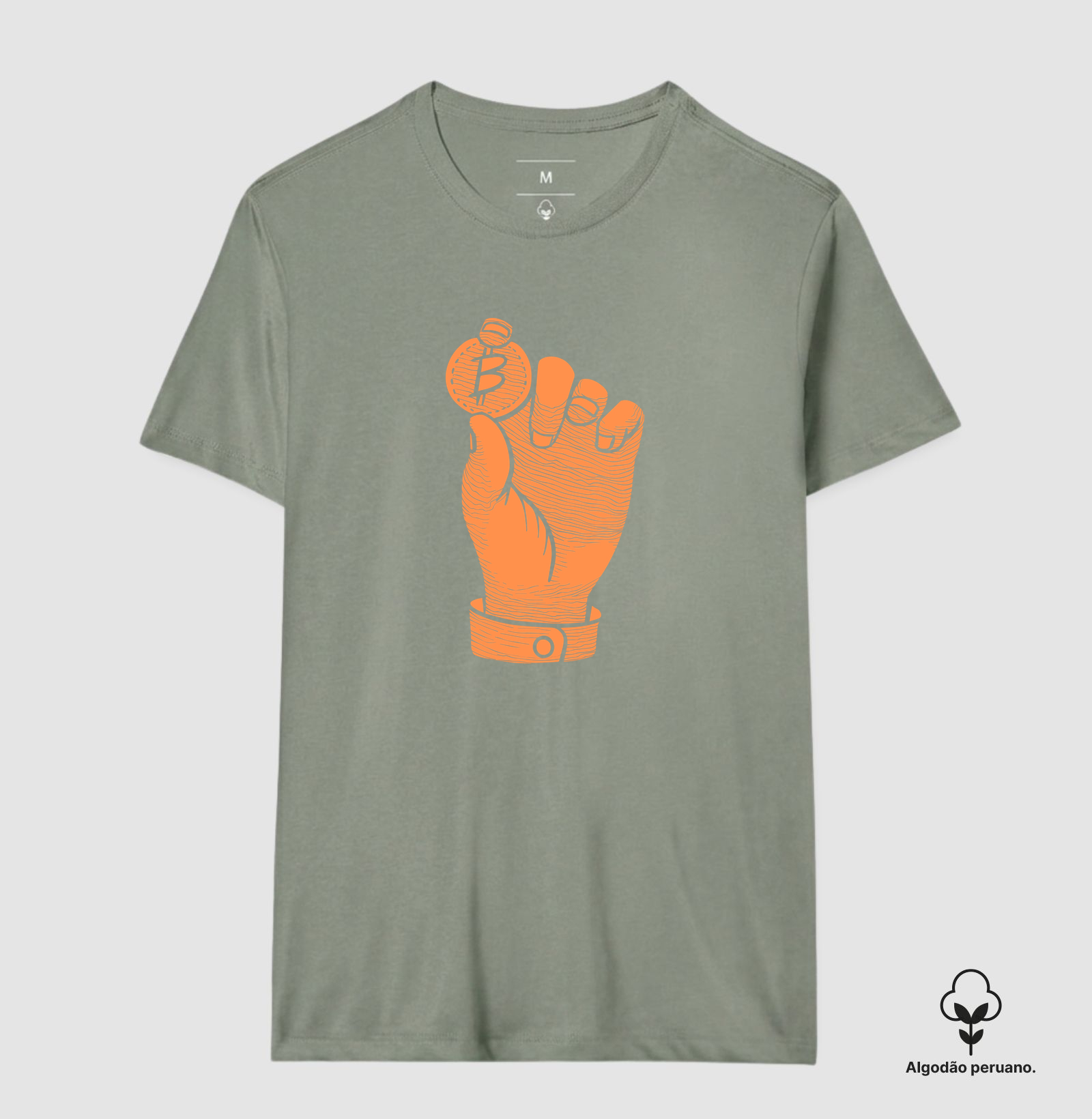 Camiseta Bitcoin Mão da Liberdade Algodão peruano - Imagem 5