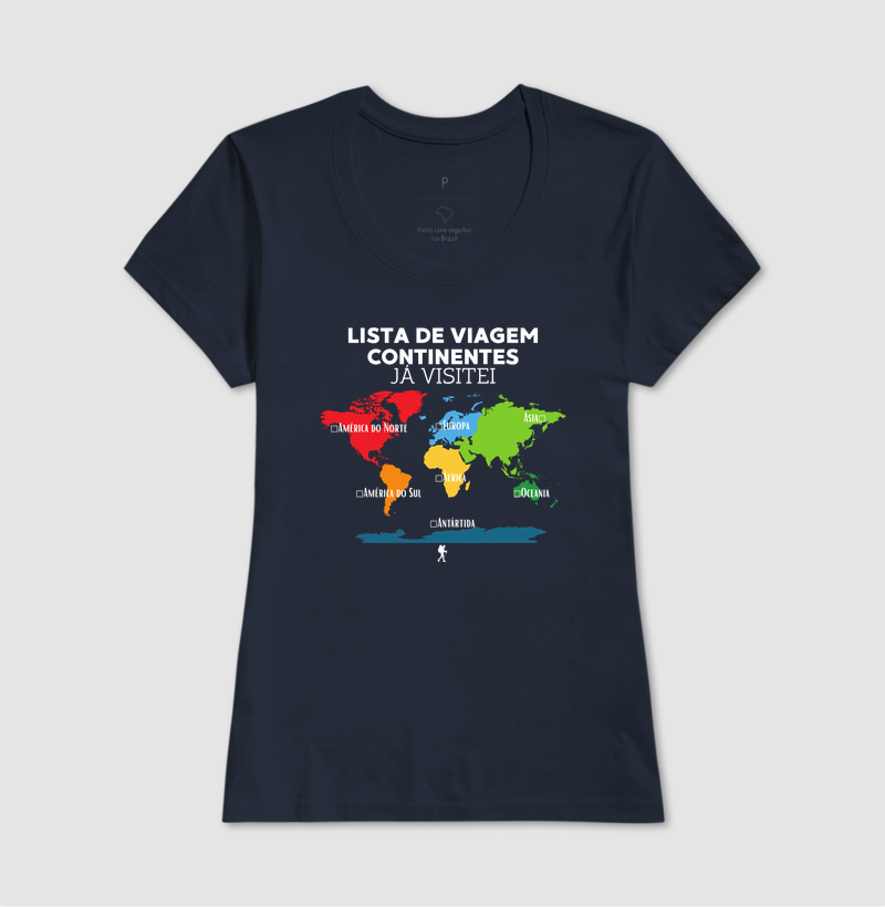 Camiseta Lista de Viagem Continentes Ja Visitei | Mapa Mundi Auto Personalizavel | Colecao Personalizaveis - Imagem 10