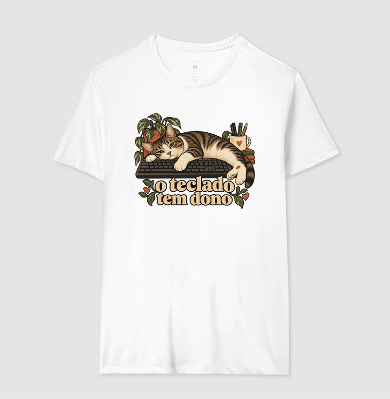 Camiseta Gato Home Office "o teclado tem dono" | Pelo & Pano - Imagem 4