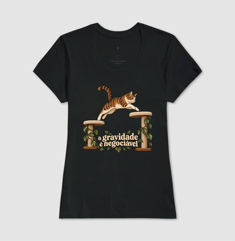 Camiseta Gato Salto "a gravidade é negociável" | Pelo & Pano - Imagem 3