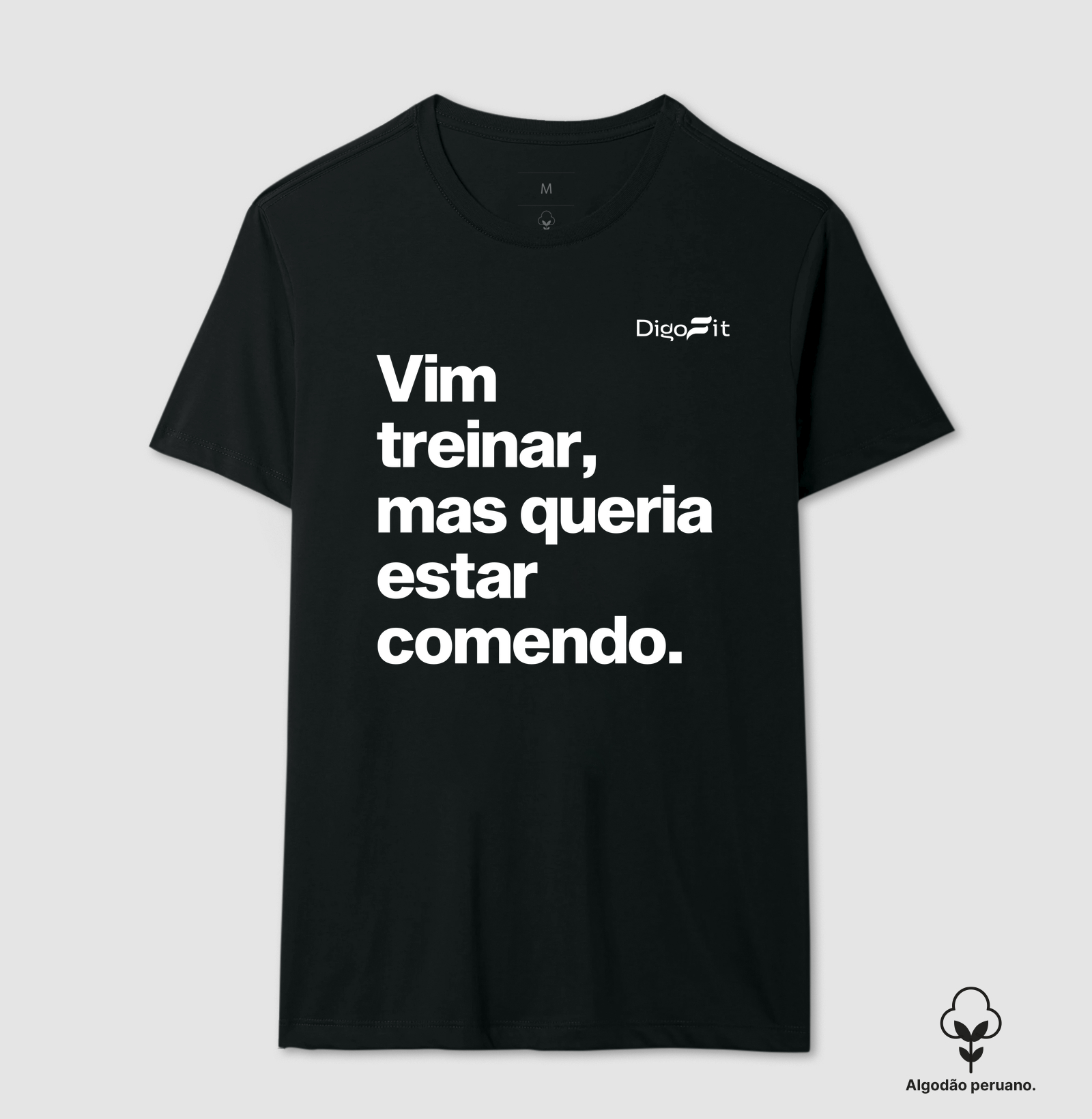 CAMISETA ALGODÃO PERUANO ACADEMIA VIM TREINAR MAS QUERIA ESTAR COMENDO - Imagem 6