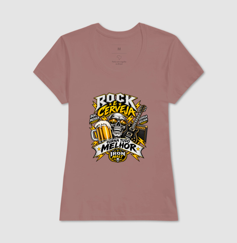 Camiseta Rock e Cerveja Caveira com Guitarra – Estilo Rock’n Roll | Iron Malte - Imagem 13