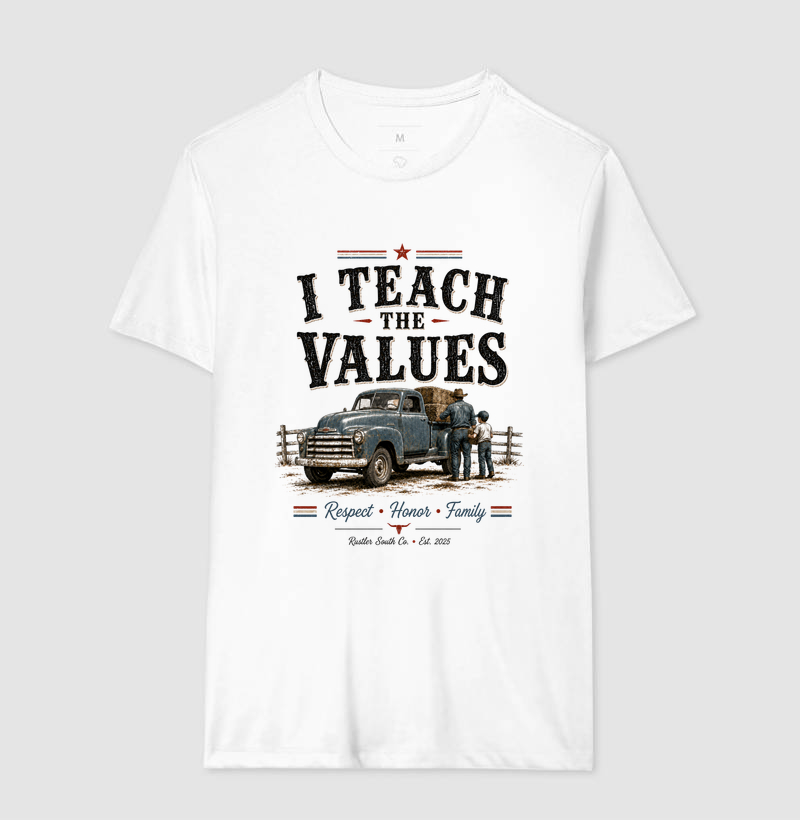 Camiseta Country Masculina Dia dos Pais I Teach the Values Rustler South Co. - Imagem 2
