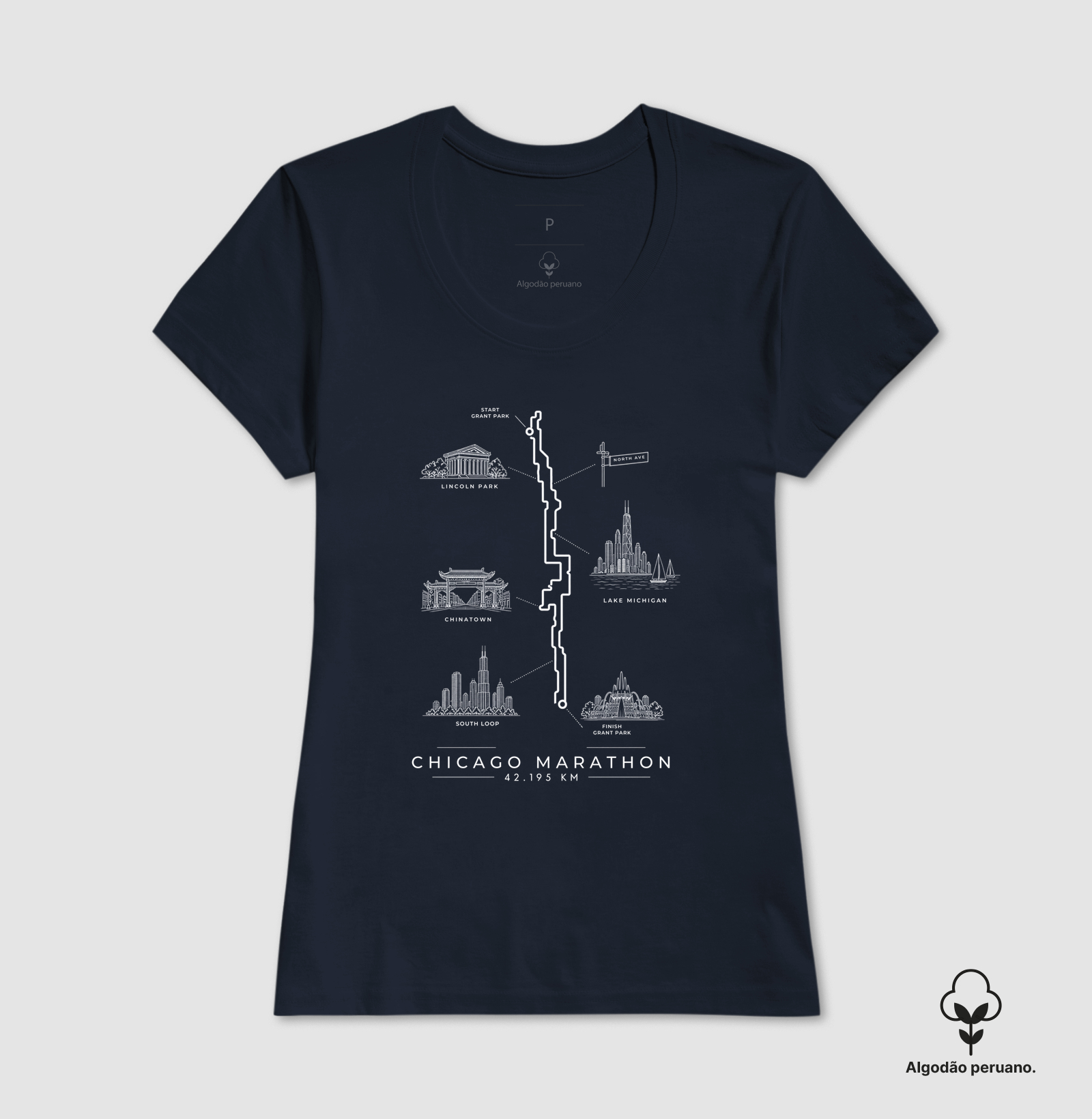 Camiseta Algodão Peruano Maratona - Percurso Maratona de Chicago - Imagem 6
