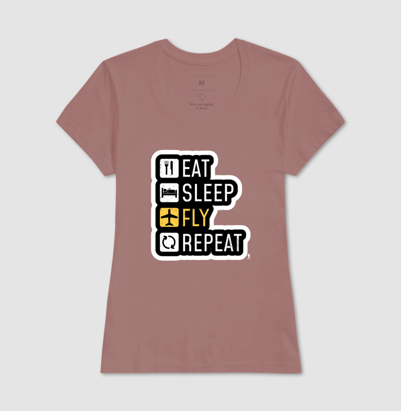 Camiseta Eat Sleep Fly Repeat | Rotina do Viajante Viciado | Colecao Viciados em Viagem - Imagem 20