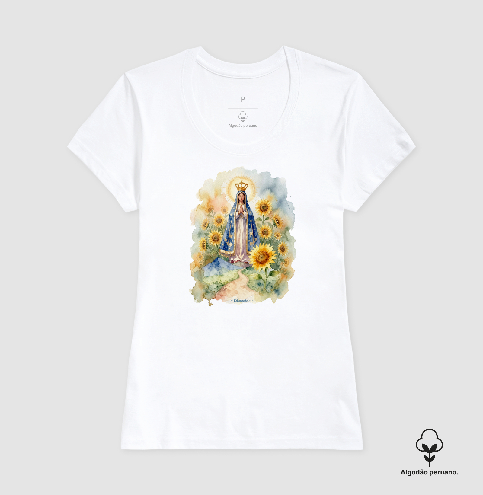 Nossa Senhora e Girassóis - Estilo Aquarela - Imagem 3