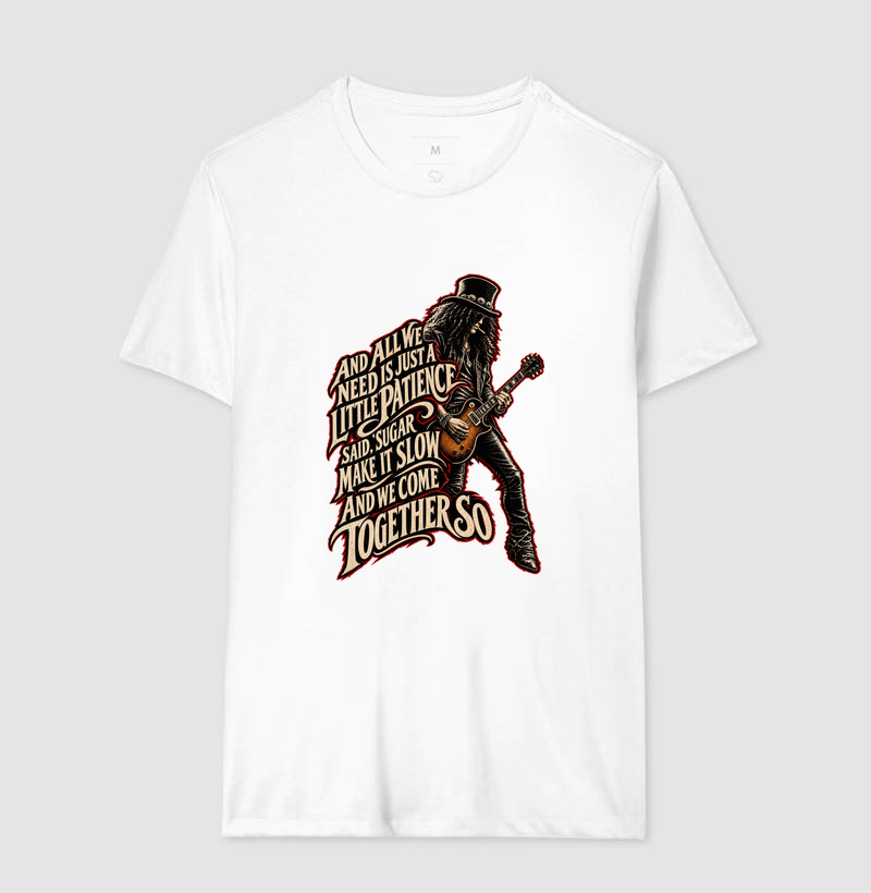 Camiseta Patience – Rock, Guitarra e Atitude | Estampa Vintage Rock - Imagem 4