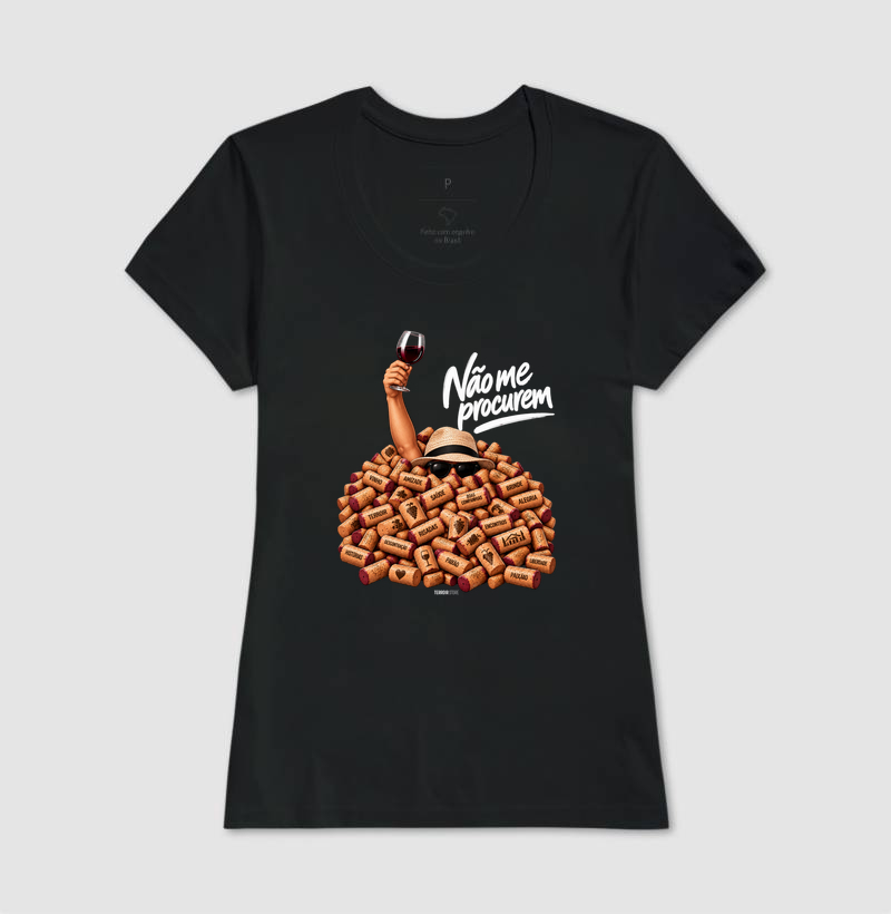 Camiseta “Não Me Procurem” – Wine Lifestyle - Versão Chapéu - Imagem 3