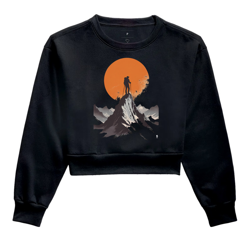 Camiseta Trilheiro no Topo da Montanha | Sol Laranja Silhueta Aventura | Colecao Fashion Travel - Imagem 2