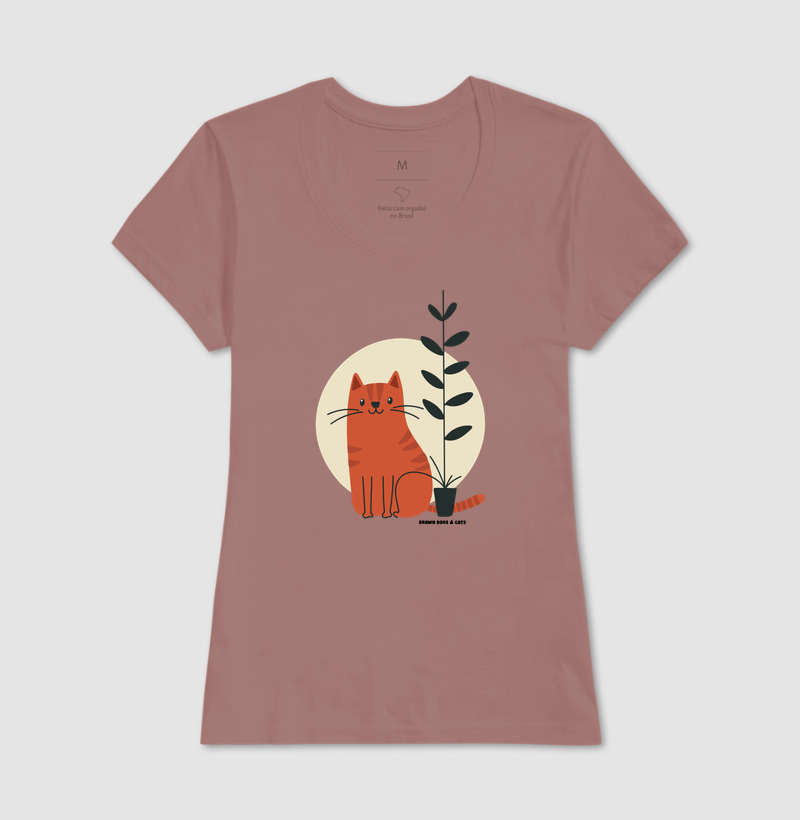 Gato laranja, fundo claro e vaso de planta - Imagem 11
