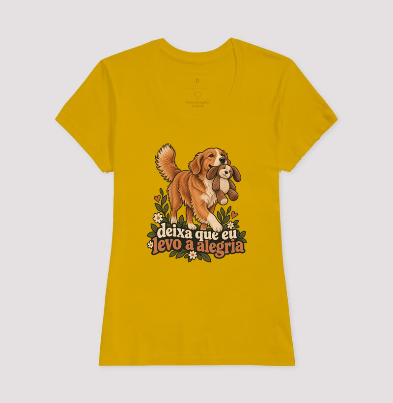 Camiseta Cão com Brinquedo "deixa que eu levo a alegria" | Pelo & Pano - Imagem 15
