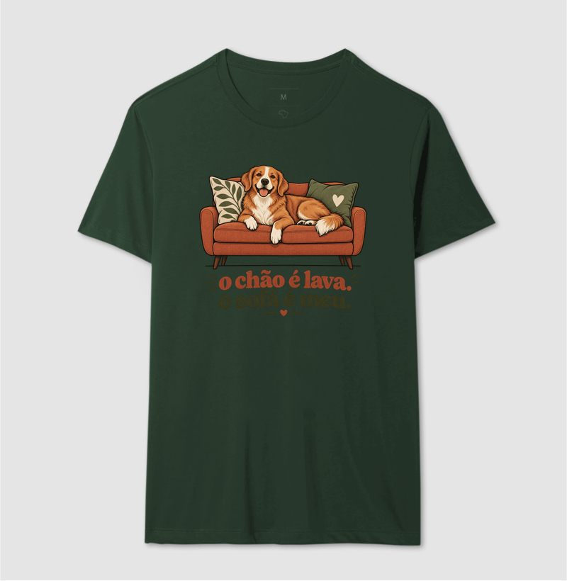 Camiseta Cachorro Sofá "o chão é lava. o sofá é meu." | Pelo & Pano - Imagem 12