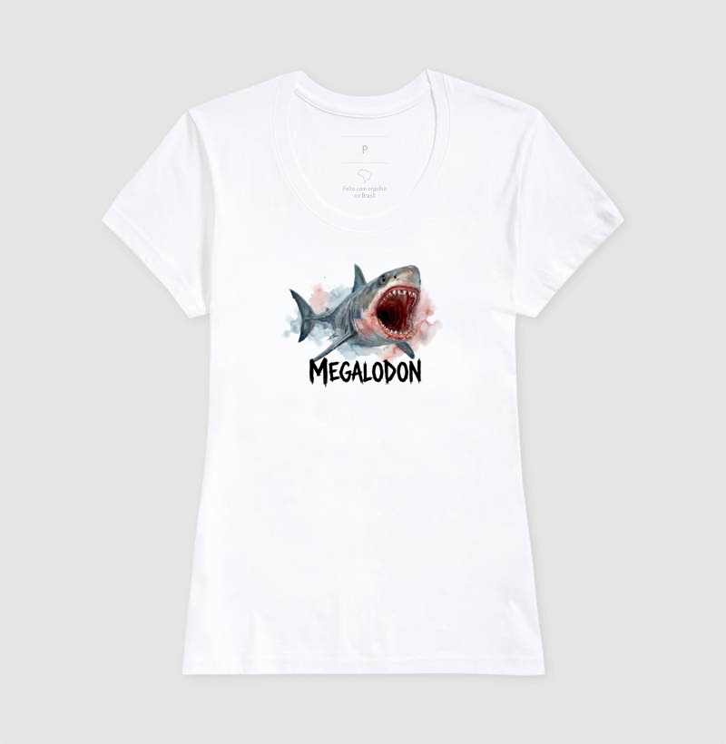  Camiseta Tubarão Megalodon Ataque Algodão Premium Dinoloco  - Imagem 3