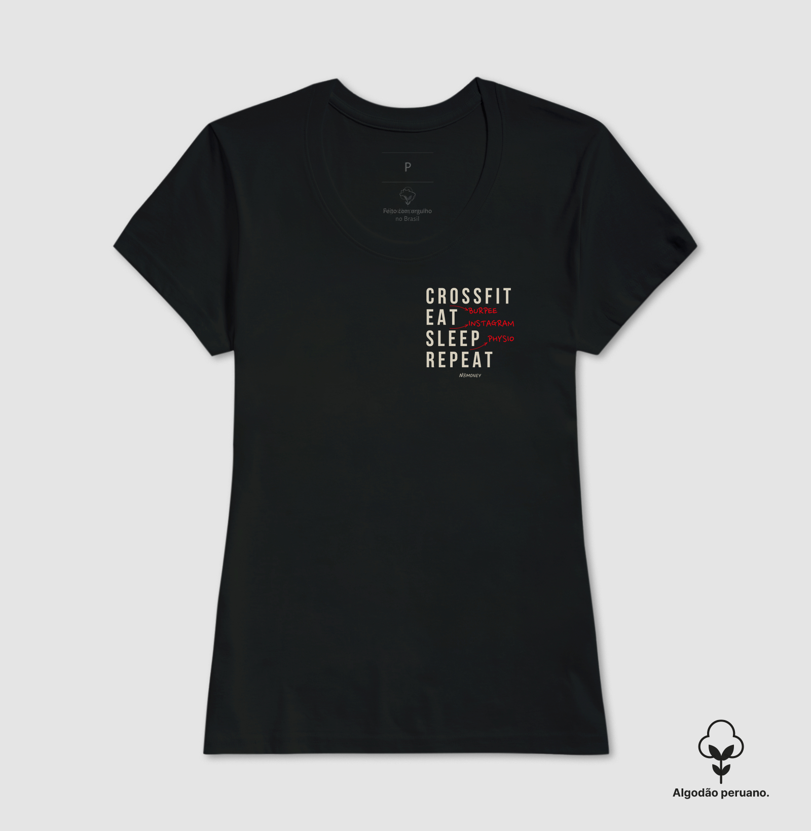 Camiseta Crossfit (Burpee). Eat. Sleep. Repeat. - Algodão Peruano - Imagem 3