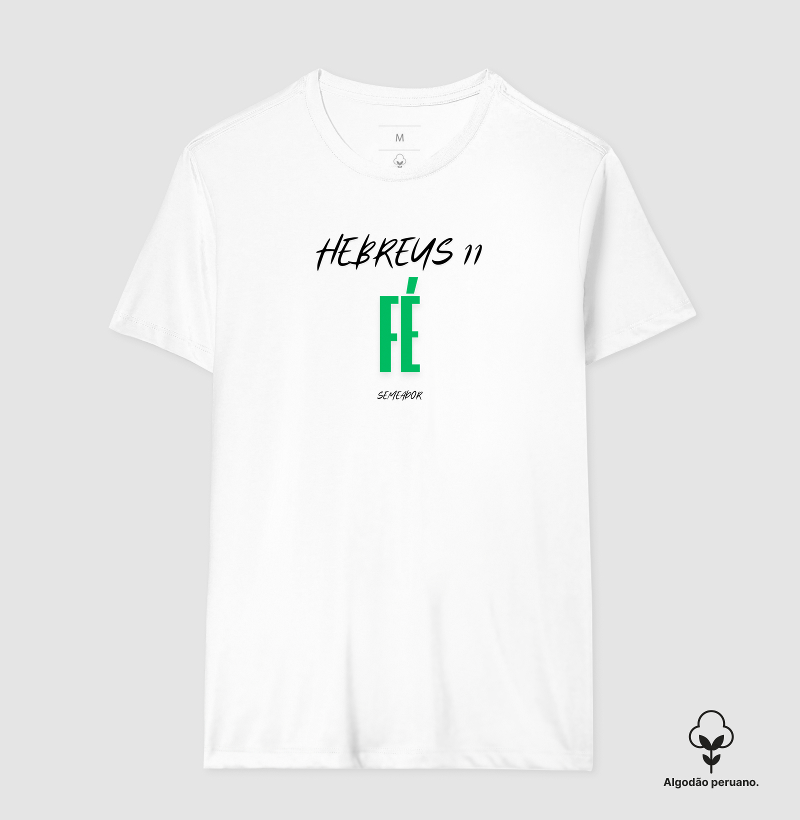 Camiseta Algodão Peruano Cristã Hebreus 11 Fé - Imagem 2