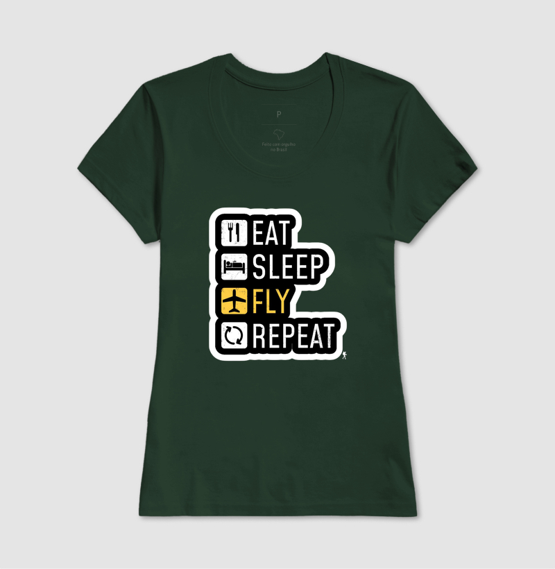 Camiseta Eat Sleep Fly Repeat | Rotina do Viajante Viciado | Colecao Viciados em Viagem - Imagem 16