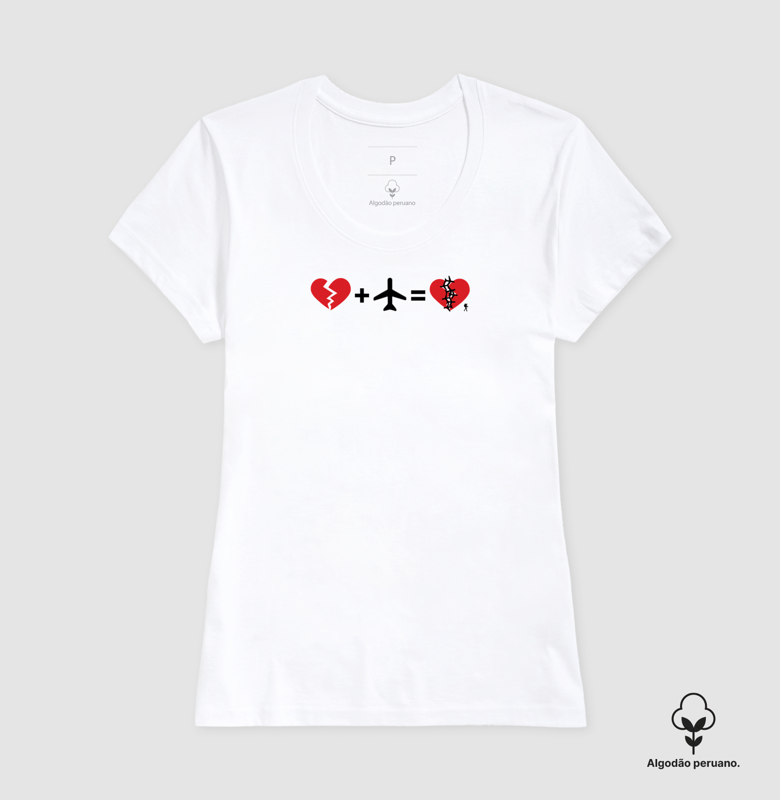 Camiseta Coracao Partido Mais Aviao Igual Coracao Curado | Equacao Viagem Humor | Colecao Viciados em Viagem - Imagem 4