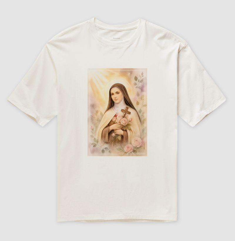 Santa Teresinha do Menino Jesus - Arte em Aquarela com Rosas - Imagem 4