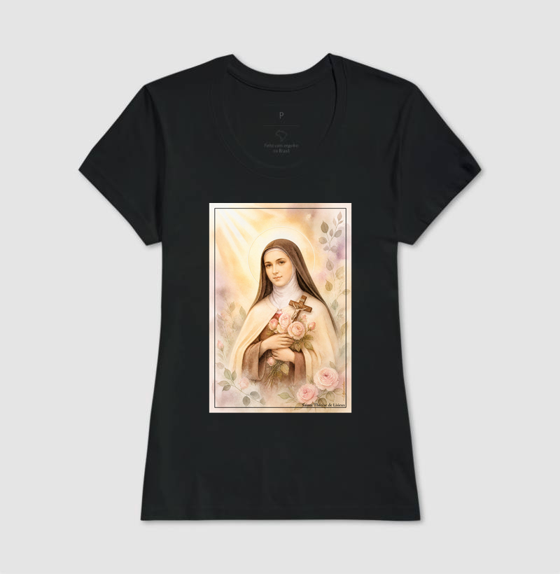 Santa Teresinha do Menino Jesus - Arte em Aquarela com Rosas - Imagem 3