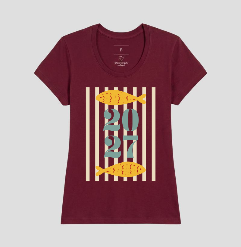 Camiseta Ano Novo 2027 Peixe Mediterrâneo Algodão - Imagem 20