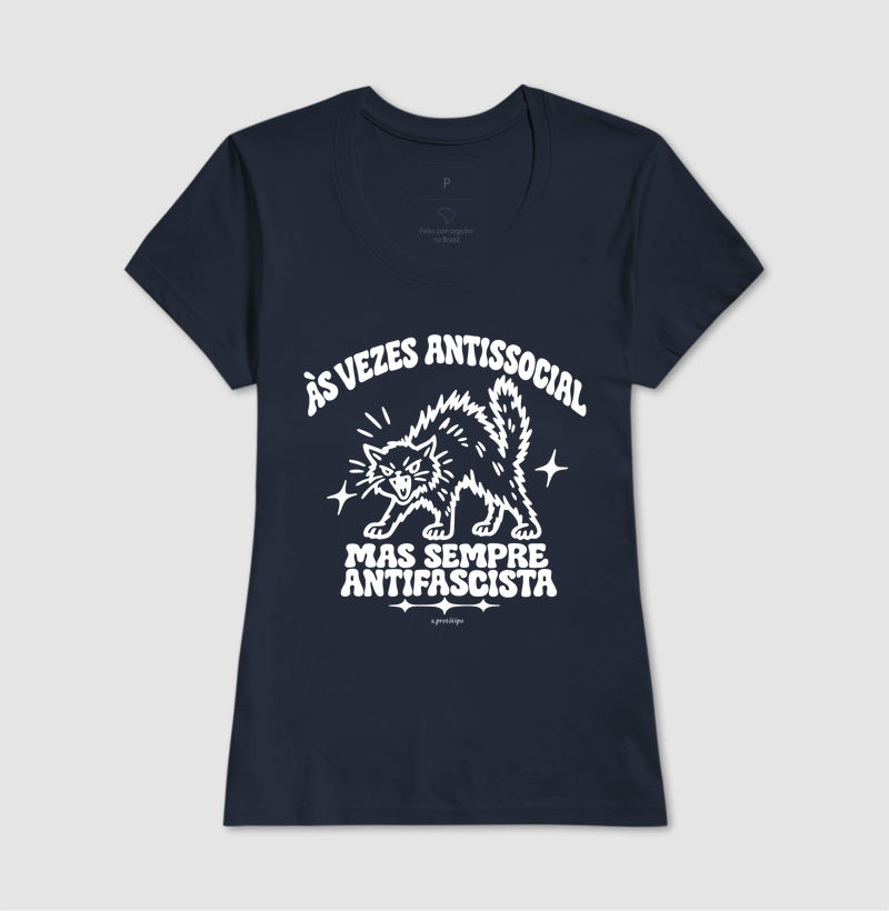Camiseta Às Vezes Antissocial, Mas Sempre Antifascista (a virada) - Imagem 7
