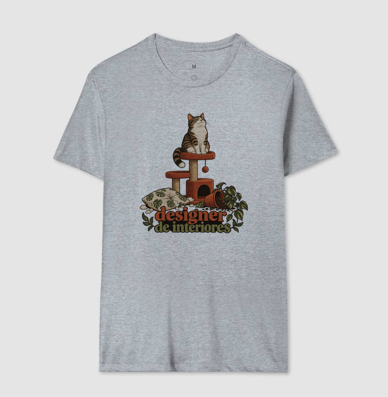 Camiseta Gato Humor "designer de interiores" | Pelo & Pano - Imagem 8