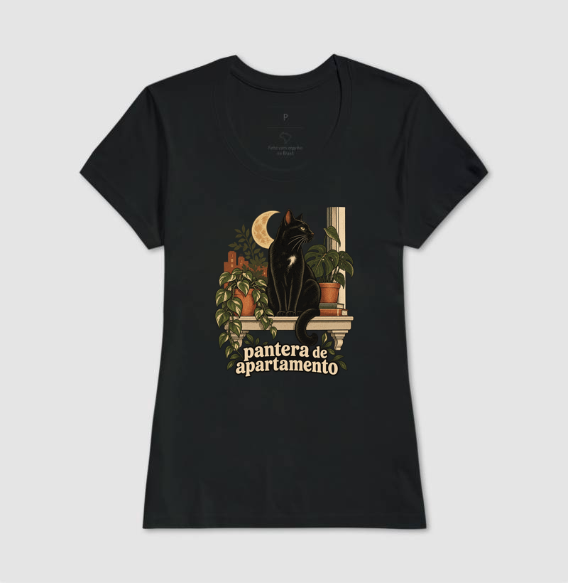 Camiseta Gato Preto "pantera de apartamento" | Pelo & Pano - Imagem 3