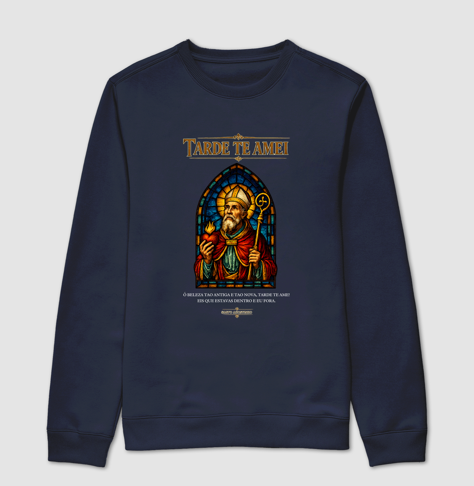 Suéter Moletom Santo Agostinho Vitral Tarde te Amei - Imagem 5