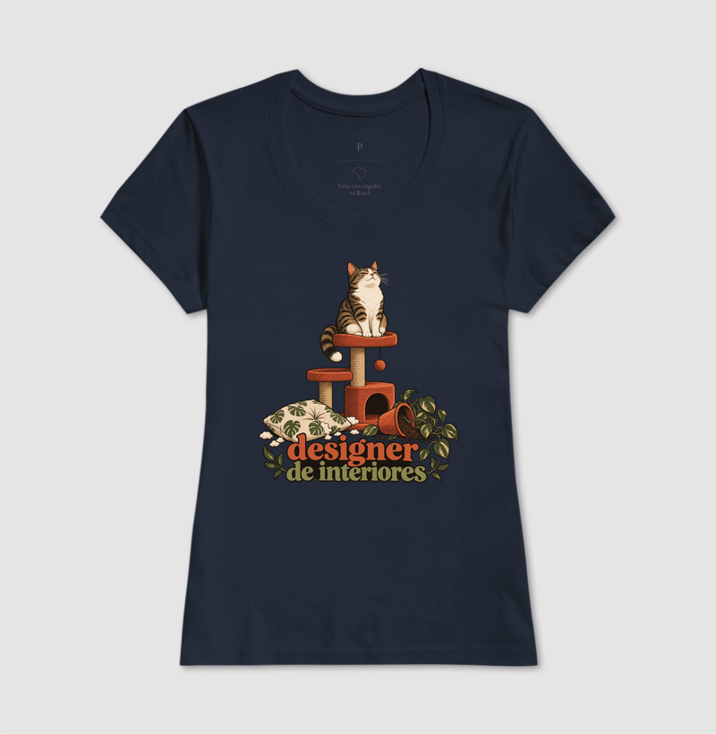 Camiseta Gato Humor "designer de interiores" | Pelo & Pano - Imagem 7