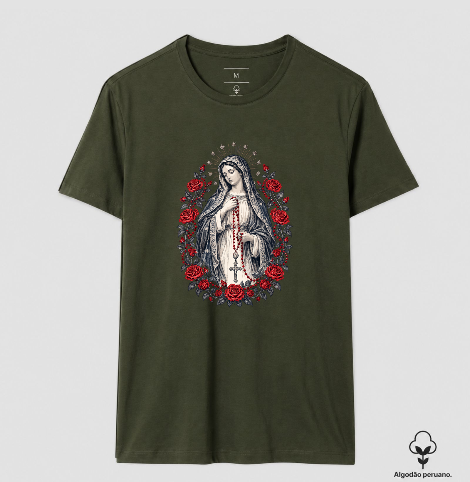 Nossa Senhora do Rosário Regina Rosarii - Algodão Peruano - Imagem 2