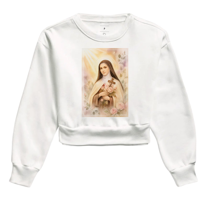 Santa Teresinha do Menino Jesus - Arte em Aquarela com Rosas - Imagem 3