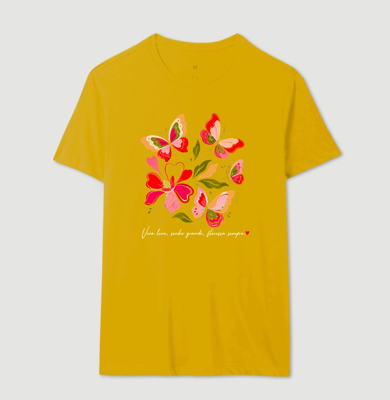 Camiseta Viva leve, Sonhe grande, Floresça sempre. - Imagem 14