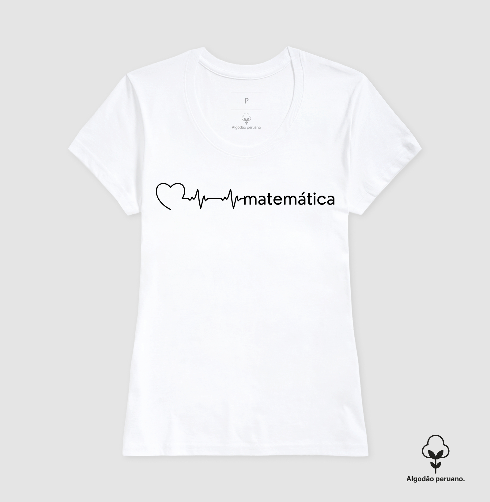Camiseta Algodão Peruano Matemática Batimento Cardíaco - Letras Pretas - Imagem 6