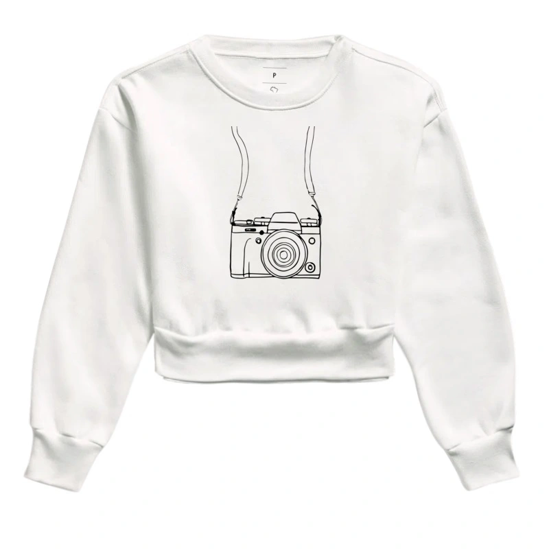 Moletom cropped feminino câmera fotográfica - Imagem 3