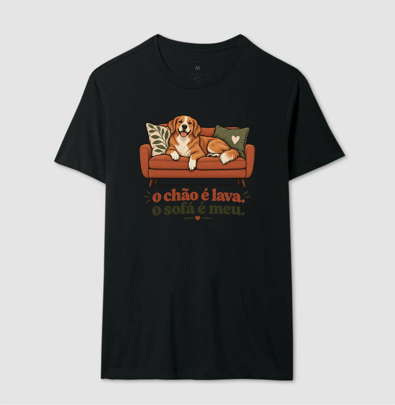 Camiseta Cachorro Sofá "o chão é lava. o sofá é meu." | Pelo & Pano - Imagem 2